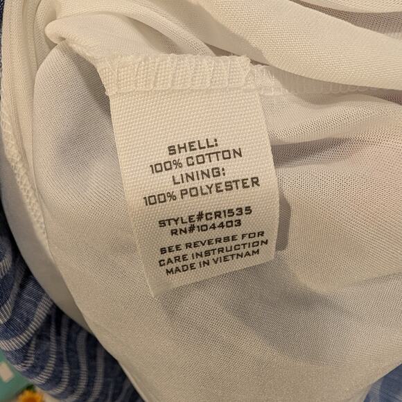 Blu Pepper Dress Color Block Stipes Tie-Shoulder Timeless Preppy Chic - Size L - Picture 7 of 8